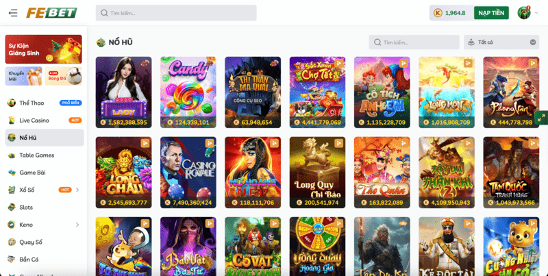 Chọn game nổ hũ FEBET yêu thích