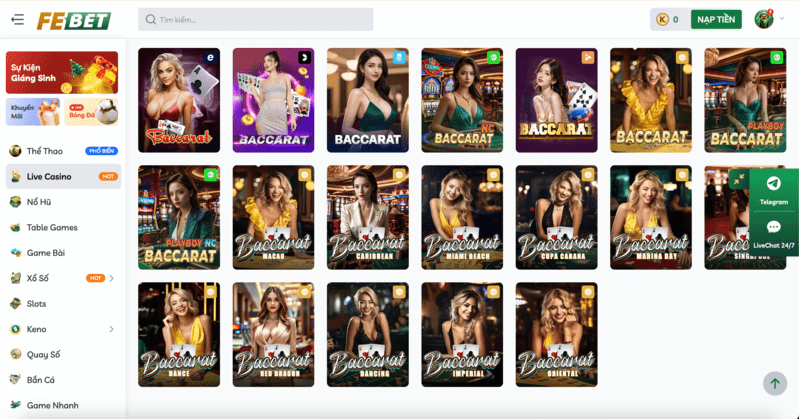 Sảnh live casino FEBET