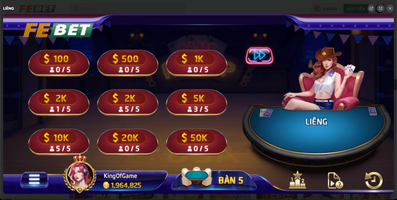 Sảnh Bài Liêng FeBET