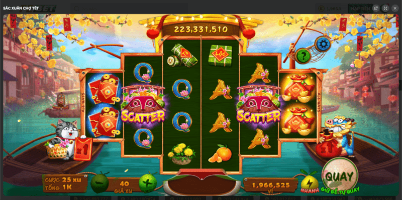 Giao diện game nổ hũ sắc xuân chợ tết FEBET