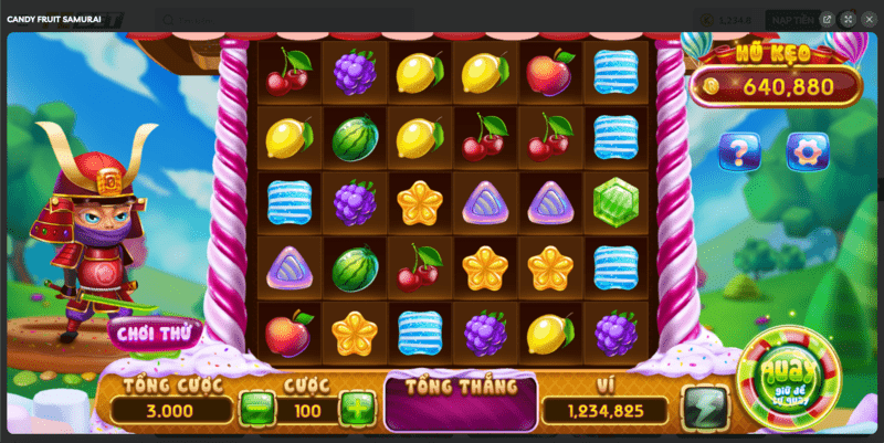 Giao diện Slot Game Candy Fruit Samurai FEBET