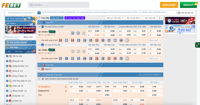 Sảnh IBC Sports Febet có tính năng bet kèo trực tuyến