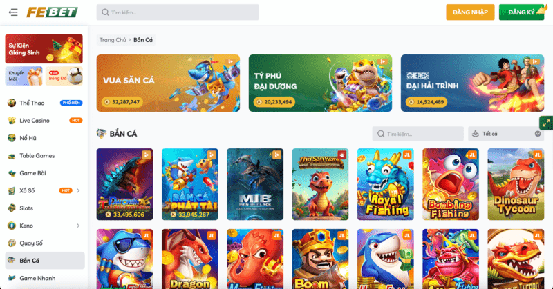 Sảnh bắn cá đổi thưởng FEBET