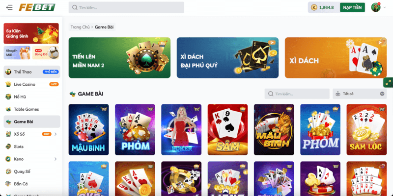 Sảnh Game Bài Đổi Thưởng Febet