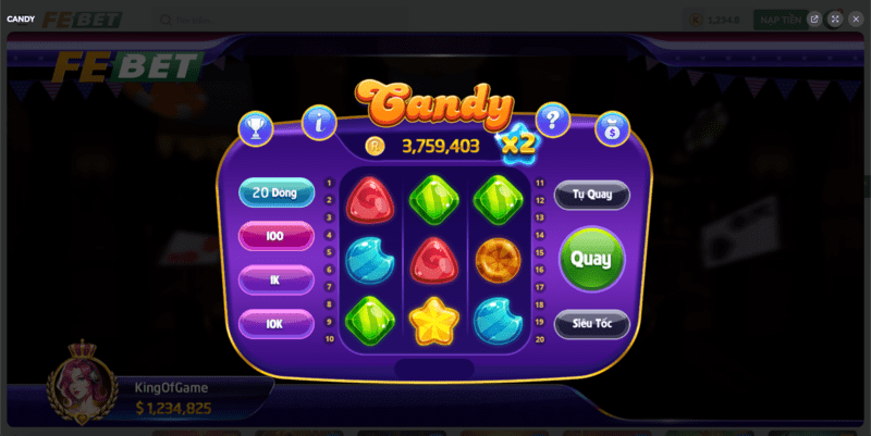 Giao diện Slot Game Candy thân thiện người dùng